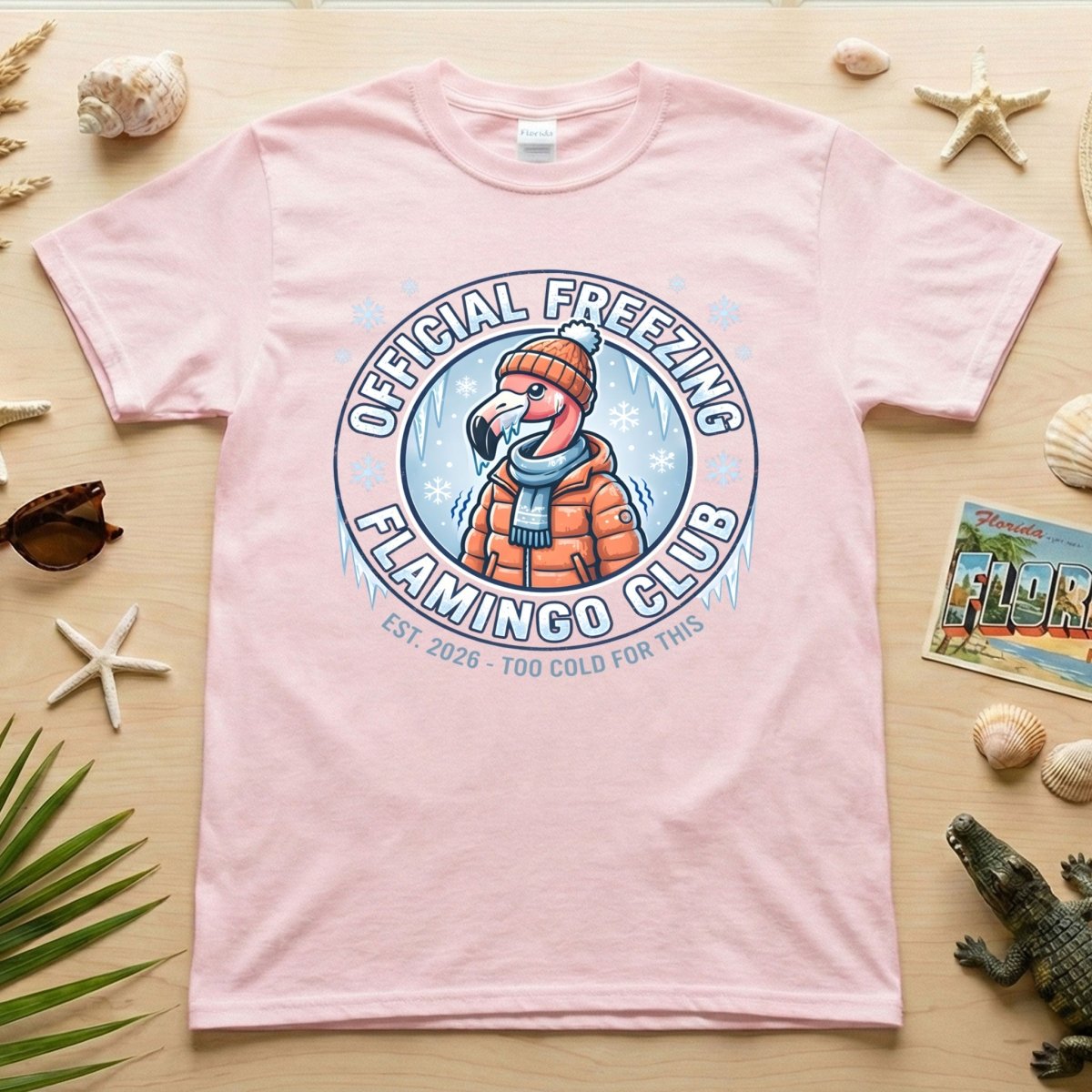 Official Freezing Flamingo Club Shirt - Funny Winter T-Shirt Gift for Mom - FlamingoAholic
