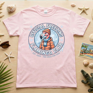 Official Freezing Flamingo Club Shirt - Funny Winter T-Shirt Gift for Mom - FlamingoAholic