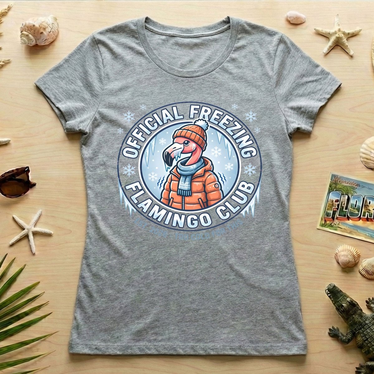 Official Freezing Flamingo Club Shirt - Funny Winter T-Shirt Gift for Mom - FlamingoAholic