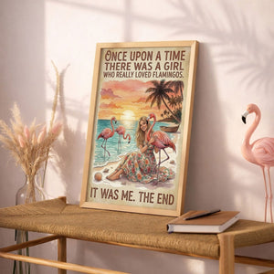 Once Upon a Time Flamingo Girl Poster – Pink Tropical Beach Wall Art - FlamingoAholic