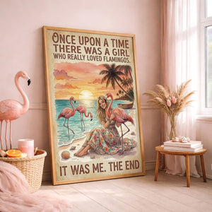 Once Upon a Time Flamingo Girl Poster – Pink Tropical Beach Wall Art - FlamingoAholic