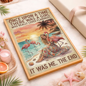 Once Upon a Time Flamingo Girl Poster – Pink Tropical Beach Wall Art - FlamingoAholic