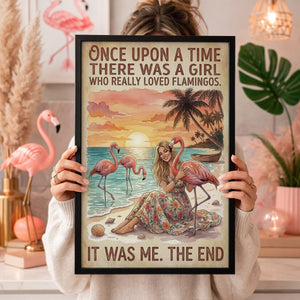 Once Upon a Time Flamingo Girl Poster – Pink Tropical Beach Wall Art - FlamingoAholic