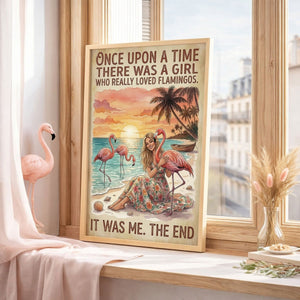 Once Upon a Time Flamingo Girl Poster – Pink Tropical Beach Wall Art - FlamingoAholic