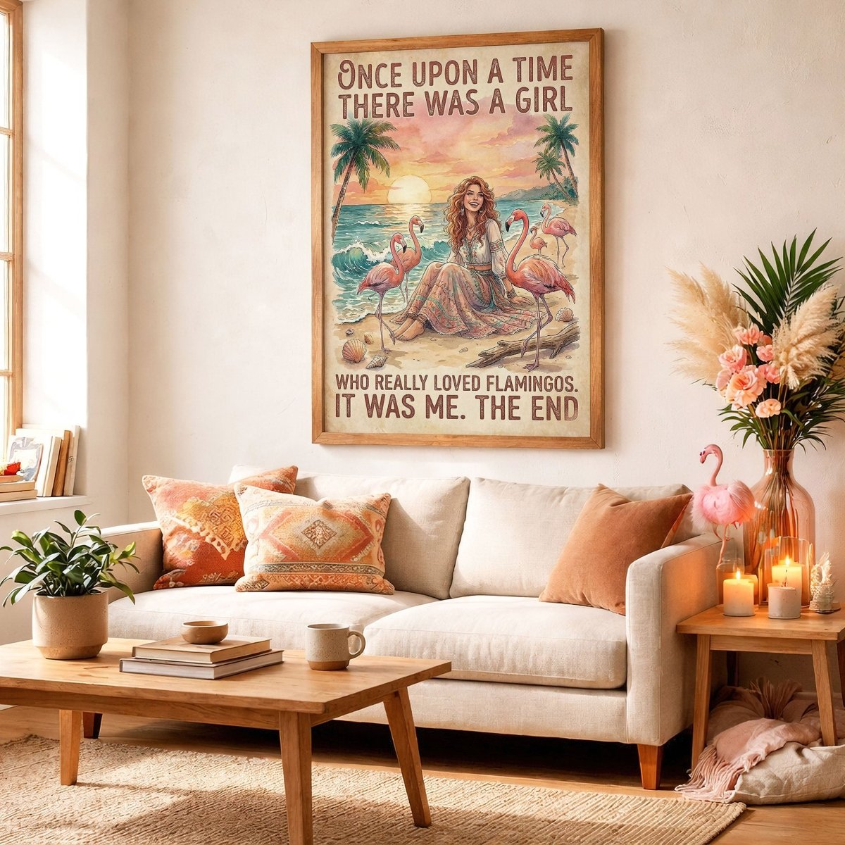 Once Upon a Time Flamingo Lover Poster – Pink Tropical Sunset Wall Art - FlamingoAholic