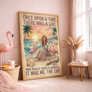 Once Upon a Time Flamingo Lover Poster – Pink Tropical Sunset Wall Art - FlamingoAholic