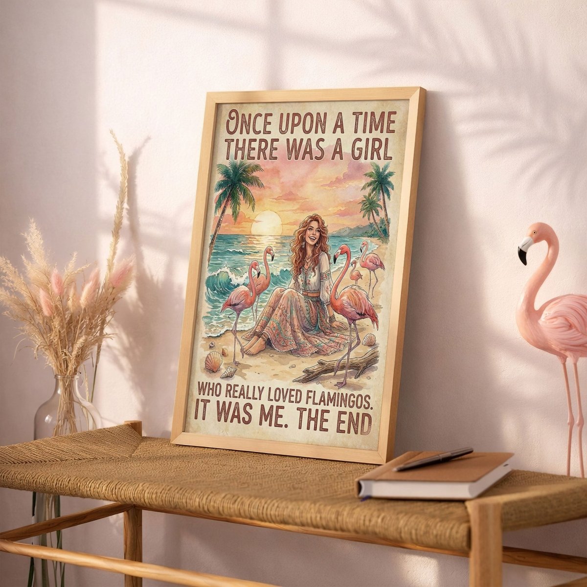 Once Upon a Time Flamingo Lover Poster – Pink Tropical Sunset Wall Art - FlamingoAholic