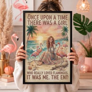 Once Upon a Time Flamingo Lover Poster – Pink Tropical Sunset Wall Art - FlamingoAholic
