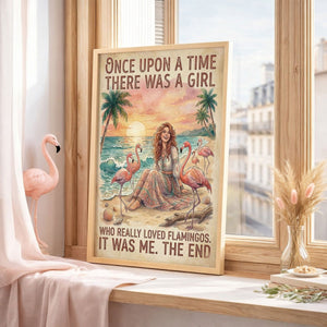 Once Upon a Time Flamingo Lover Poster – Pink Tropical Sunset Wall Art - FlamingoAholic