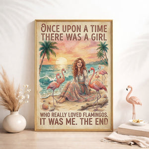 Once Upon a Time Flamingo Lover Poster – Pink Tropical Sunset Wall Art - FlamingoAholic