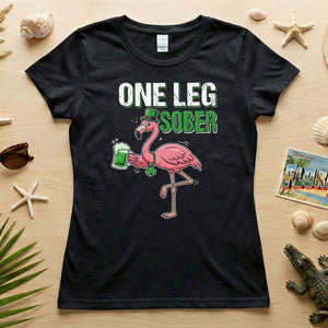 One Leg Sober Flamingo St. Patrick's Day T-Shirt - Funny Irish Beer Lover Party Top - FlamingoAholic