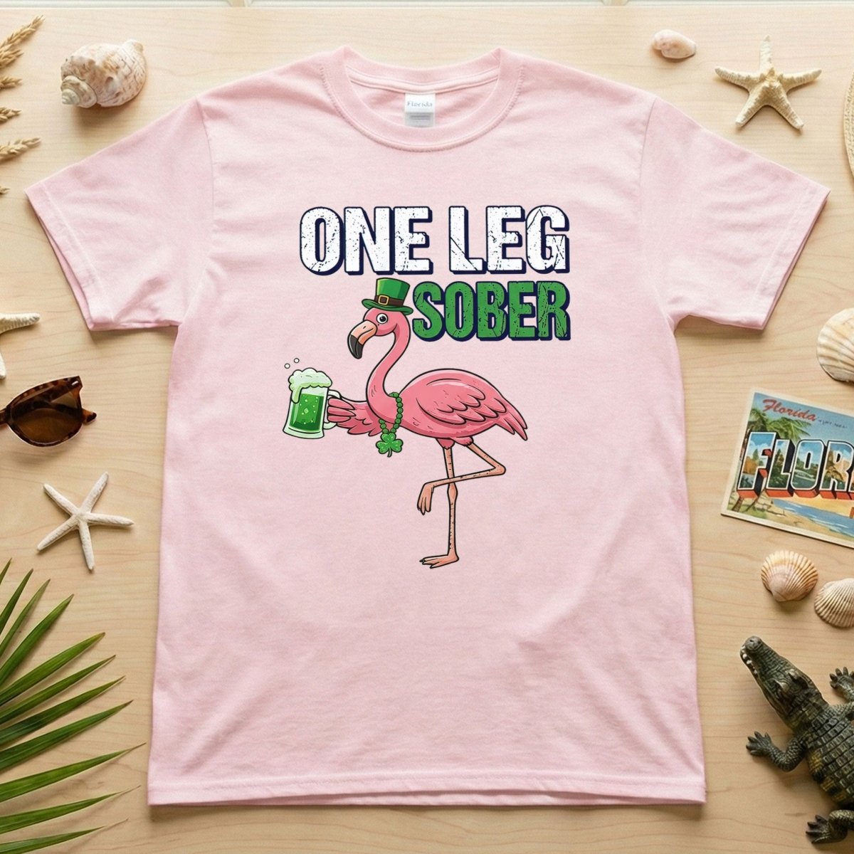 One Leg Sober Flamingo St. Patrick's Day T-Shirt - Funny Irish Beer Lover Party Top - FlamingoAholic