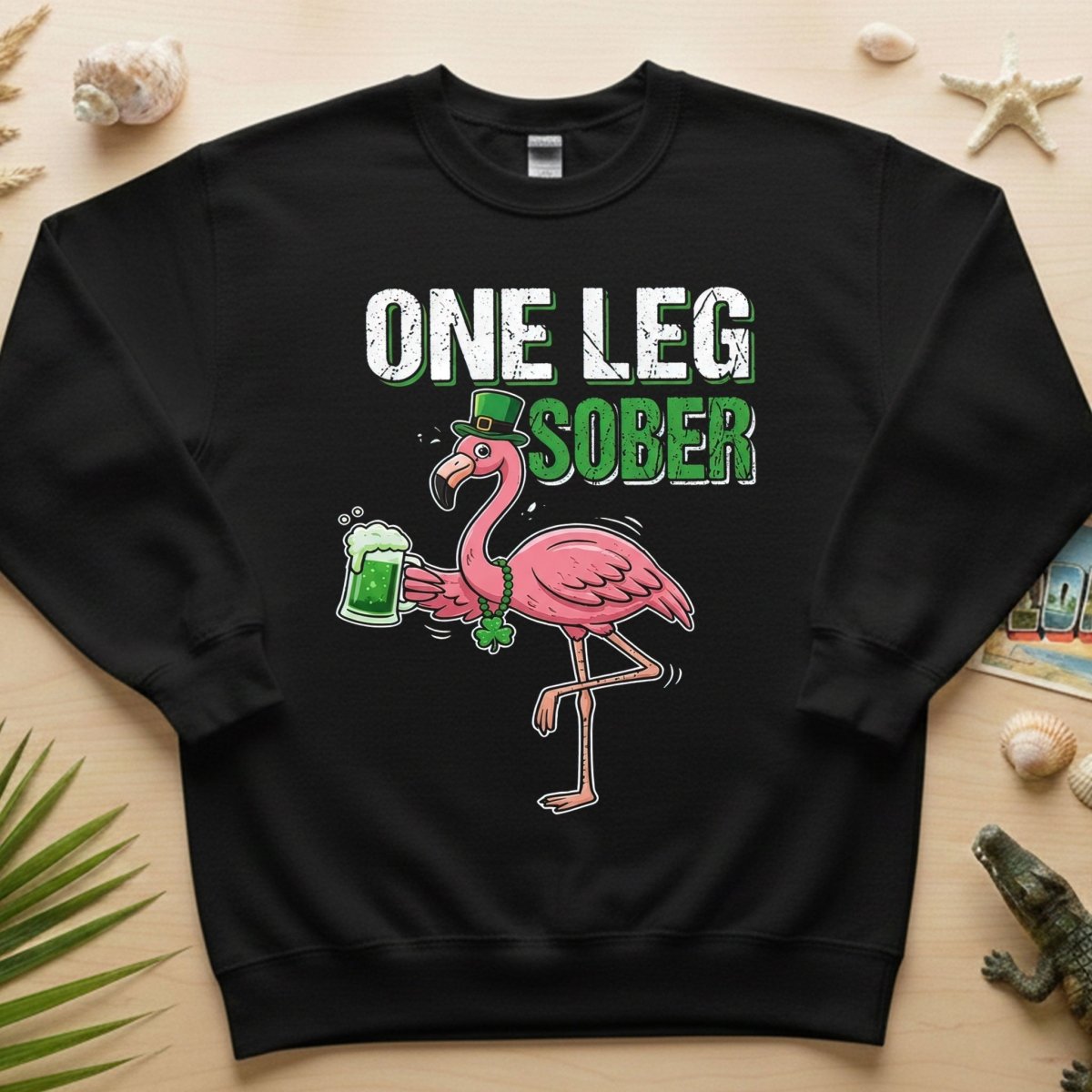 One Leg Sober Flamingo St. Patrick's Day T-Shirt - Funny Irish Beer Lover Party Top - FlamingoAholic