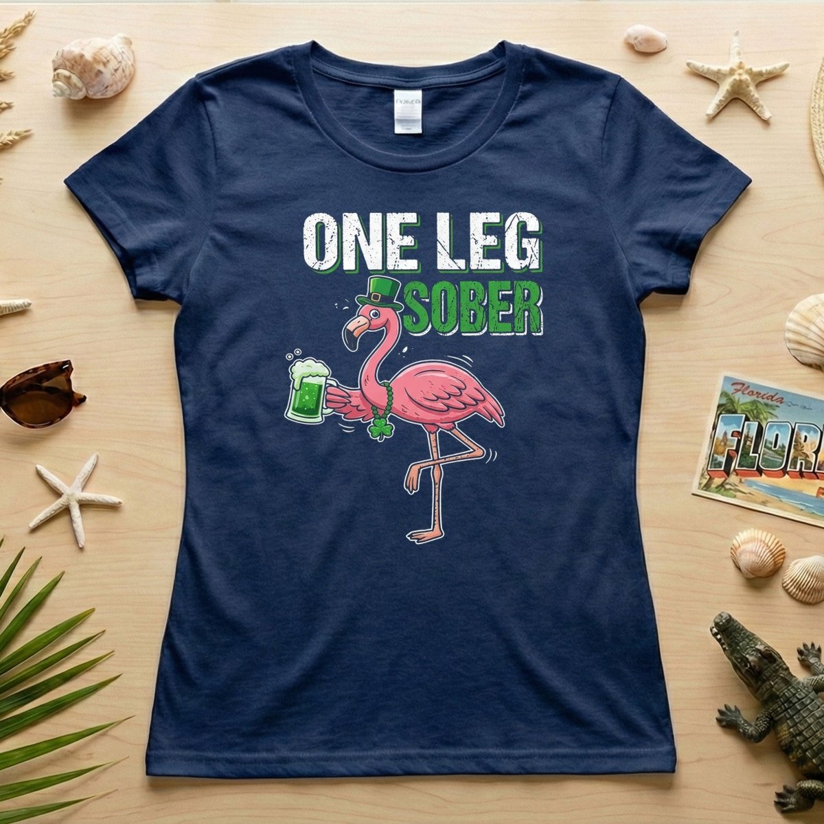 One Leg Sober Flamingo St. Patrick's Day T-Shirt - Funny Irish Beer Lover Party Top - FlamingoAholic