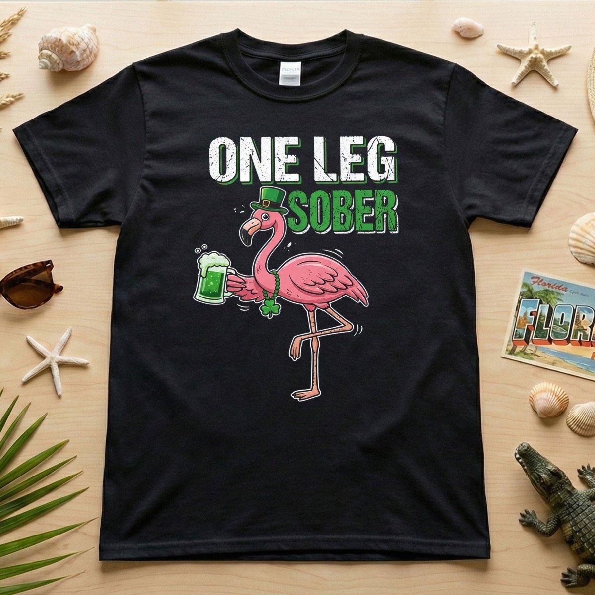 One Leg Sober Flamingo St. Patrick's Day T-Shirt - Funny Irish Beer Lover Party Top - FlamingoAholic