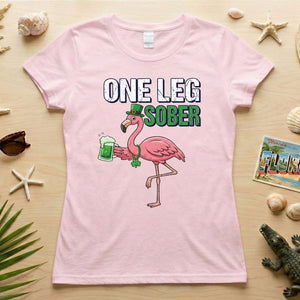 One Leg Sober Flamingo St. Patrick's Day T-Shirt - Funny Irish Beer Lover Party Top - FlamingoAholic
