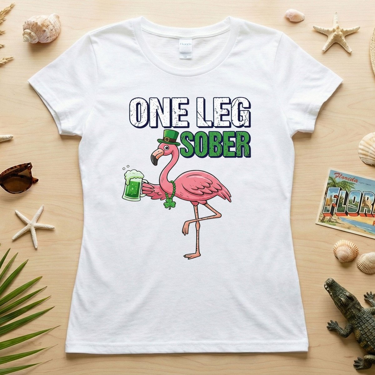 One Leg Sober Flamingo St. Patrick's Day T-Shirt - Funny Irish Beer Lover Party Top - FlamingoAholic