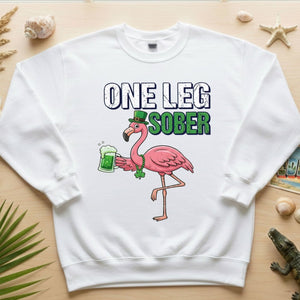 One Leg Sober Flamingo St. Patrick's Day T-Shirt - Funny Irish Beer Lover Party Top - FlamingoAholic