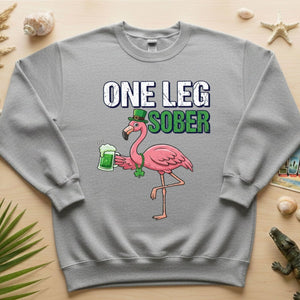 One Leg Sober Flamingo St. Patrick's Day T-Shirt - Funny Irish Beer Lover Party Top - FlamingoAholic
