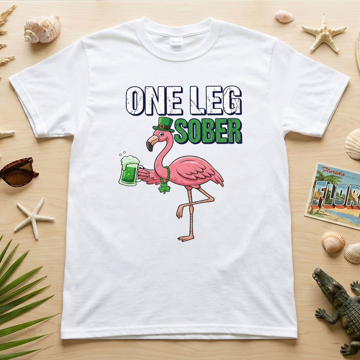 One Leg Sober Flamingo St. Patrick's Day T-Shirt - Funny Irish Beer Lover Party Top - FlamingoAholic