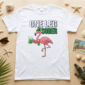 One Leg Sober Flamingo St. Patrick's Day T-Shirt - Funny Irish Beer Lover Party Top - FlamingoAholic