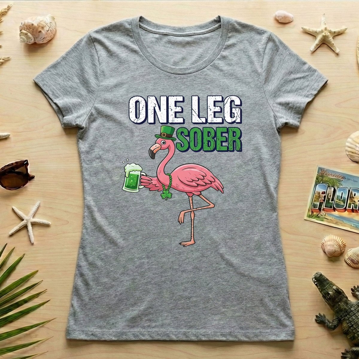 One Leg Sober Flamingo St. Patrick's Day T-Shirt - Funny Irish Beer Lover Party Top - FlamingoAholic