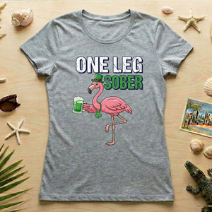 One Leg Sober Flamingo St. Patrick's Day T-Shirt - Funny Irish Beer Lover Party Top - FlamingoAholic