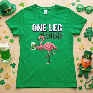 One Leg Sober Flamingo St. Patrick's Day T-Shirt - Funny Irish Beer Lover Party Top - FlamingoAholic