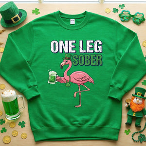 One Leg Sober Flamingo St. Patrick's Day T-Shirt - Funny Irish Beer Lover Party Top - FlamingoAholic