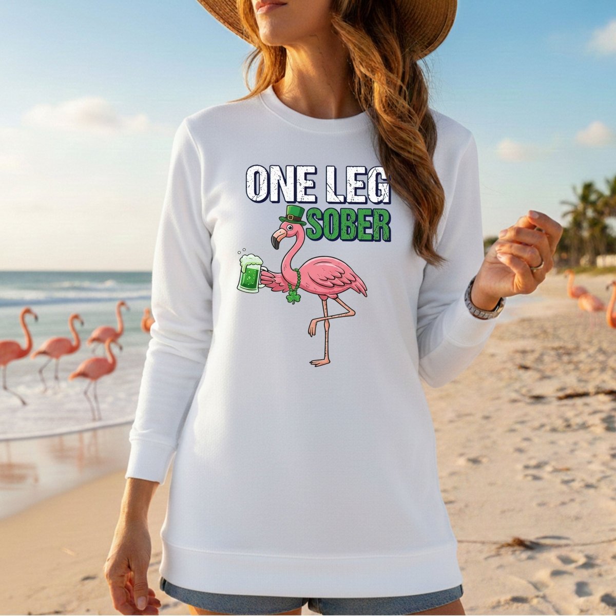 One Leg Sober Flamingo St. Patrick's Day T-Shirt - Funny Irish Beer Lover Party Top - FlamingoAholic