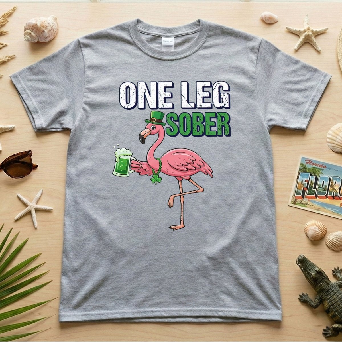 One Leg Sober Flamingo St. Patrick's Day T-Shirt - Funny Irish Beer Lover Party Top - FlamingoAholic