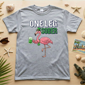 One Leg Sober Flamingo St. Patrick's Day T-Shirt - Funny Irish Beer Lover Party Top - FlamingoAholic