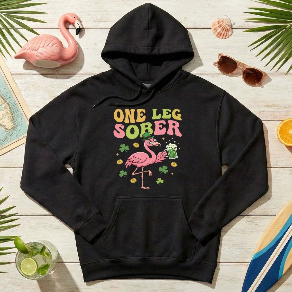 One Leg Sober St. Patrick's Day Flamingo T-Shirt - Funny Irish Beer Party Tee for Her - FlamingoAholic
