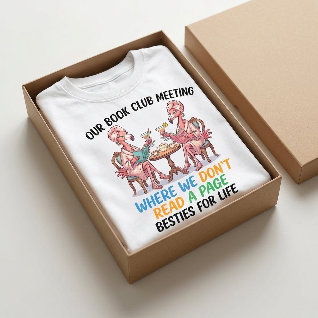 Our Book Club Meeting Where We Don't Read A Page Besties For Life Flamingo Shirt - FlamingoAholic