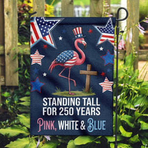 Patriotic Flamingo Garden Flag Double - Sided - 4th of July Yard Decor & 250th Anniversary - FlamingoAholic