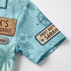 Personalized "A Tale of Two Flamingos" Couples Tropical Hawaiian Shirt - FlamingoAholic