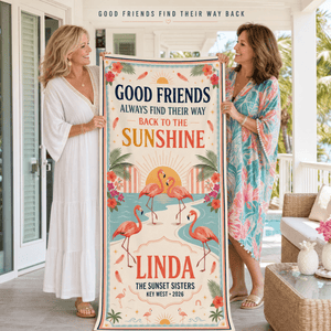 Personalized Best Friend Beach Towel | Custom Flamingo Girls Trip Gift | Beach Vacation Towel - FlamingoAholic