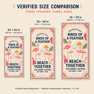 Personalized Birds of a Feather Beach Towel | Custom Best Friend Flamingo Beach Gift - FlamingoAholic