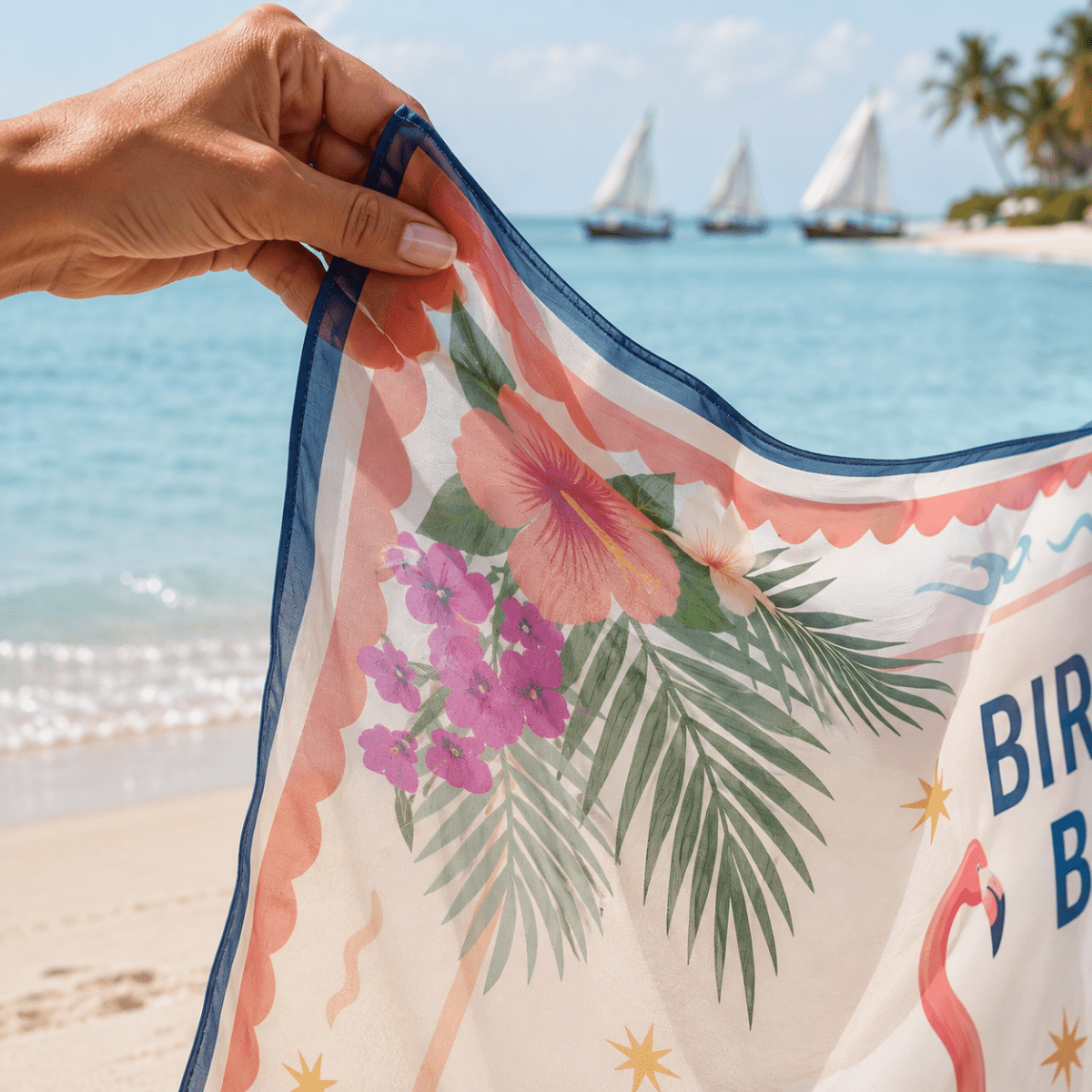 Personalized Birds of a Feather Sarong | Custom Flamingo Beach Wrap | Best Friends Gift - FlamingoAholic