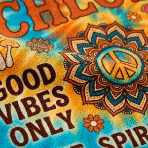Personalized Boho Beach Towel - Custom Name "Good Vibes Only" Summer Gift - FlamingoAholic