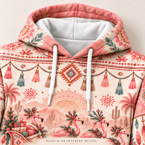 Personalized Boho Pink Christmas Flamingo Sweater & Hoodie - FlamingoAholic