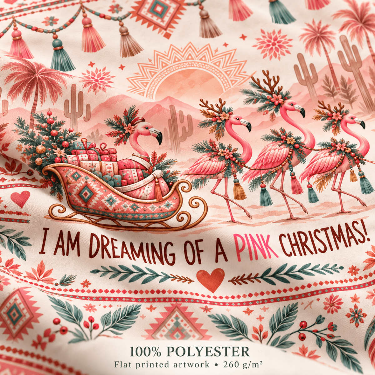 Personalized Boho Pink Christmas Flamingo Sweater & Hoodie - FlamingoAholic