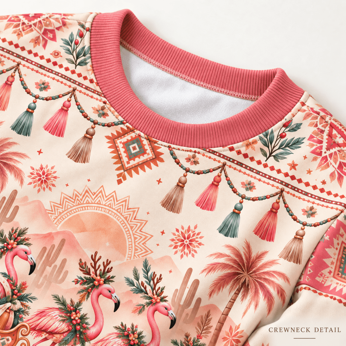 Personalized Boho Pink Christmas Flamingo Sweater & Hoodie - FlamingoAholic