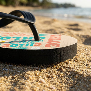 Personalized Coastal Lightweight Flip Flops - Custom Name "Chloe" - FlamingoAholic