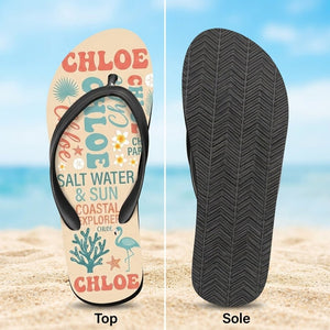Personalized Coastal Lightweight Flip Flops - Custom Name "Chloe" - FlamingoAholic