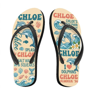 Personalized Dolphin Lightweight Flip Flops - Custom Name "Chloe" - FlamingoAholic