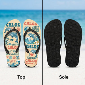 Personalized Dolphin Lightweight Flip Flops - Custom Name "Chloe" - FlamingoAholic