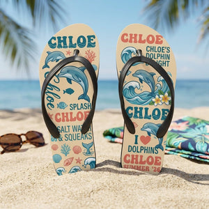 Personalized Dolphin Lightweight Flip Flops - Custom Name "Chloe" - FlamingoAholic