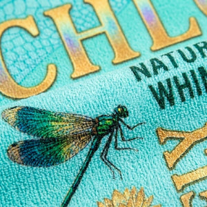 Personalized Dragonfly Beach Towel - Custom Name "Dragonfly Magic" Gift - FlamingoAholic