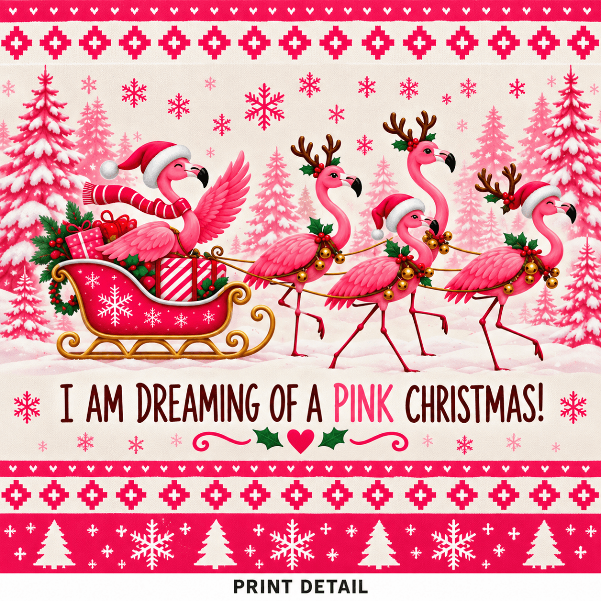 Personalized Dreaming of a Pink Christmas Flamingo Sweater & Hoodie - FlamingoAholic
